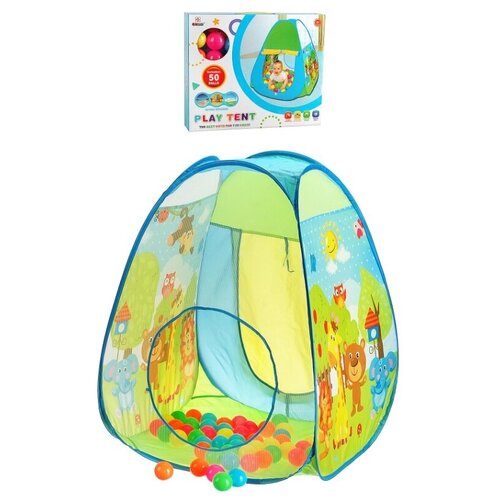 Детский игровой домик-палатка Весёлые зверята с шариками, арт. ZY1015150 игровой домик палатка цирк размер в собранном виде 93 70 103 см