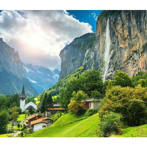 Моющиеся виниловые фотообои Горы. Лаутербруннен, 300х260 см