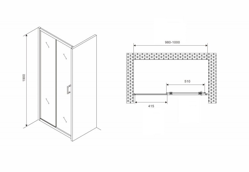 Душевая дверь Abber Schwarzer Diamant AG301005