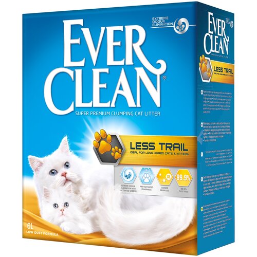 Комкующийся наполнитель Ever Clean Less Trail / Less Track, 6л, 4 шт. наполнитель для кошек ever clean litterfree paws для длинношерстных кошек и котят идеально чистые лапы комкующийся 10 л