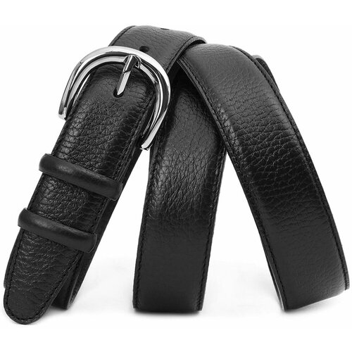 фото Ремень mayer, натуральная кожа, металл, для женщин, размер 48, длина 115 см., черный