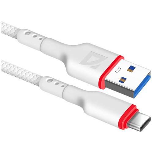 USB кабель Defender F156 TypeC белый, 1м, 2.4А, PVC, пакет
