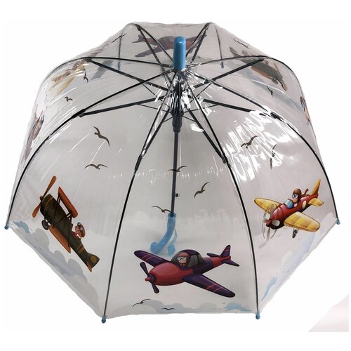 Зонт-трость полуавтомат, для мальчиков, бесцветный, красный