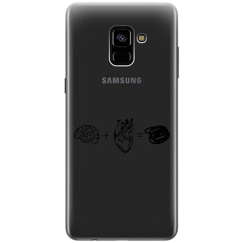 Силиконовый чехол на Samsung Galaxy A8+ (2018), Самсунг А8 Плюс 2018 с 3D принтом Brain Plus Heart прозрачный силиконовый чехол на samsung galaxy a8 2018 самсунг а8 плюс 2018 с 3d принтом brain plus heart прозрачный