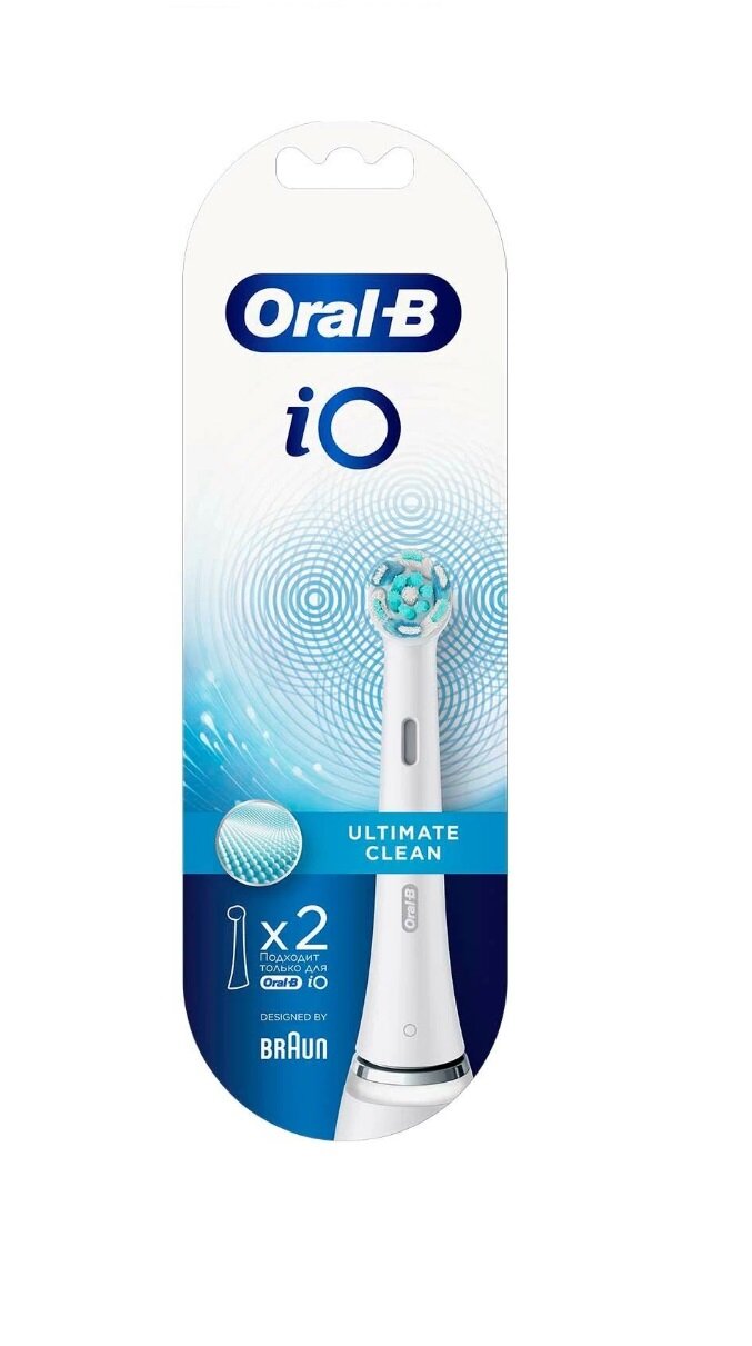 Набор насадок Oral-B iO Ultimate Clean для ирригатора и электрической щетки, белый, 2 шт.