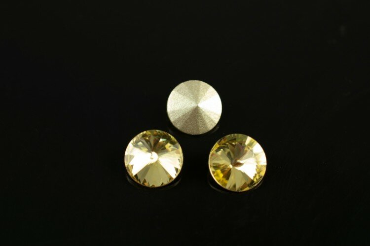 Кристалл Риволи 12мм, цвет желтый светлый, стекло, 26-256, 2шт