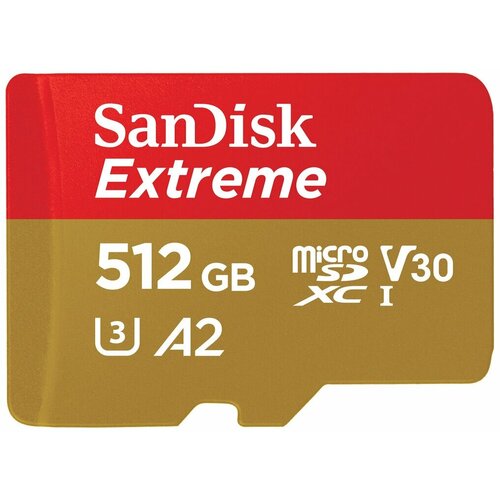 Карта памяти Sandisk Extreme SDSQXAV-512G-GN6MA microSDXC/емкость 512 Гб запись/чтение 130МБ/с/190МБ/с карта памяти sandisk microsdxc 128 гб class 10 v30 uhs i r w 100 40 мб с адаптер на sd 1 шт белый