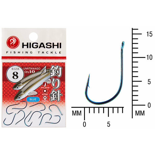 фото Higashi крючок higashi umitanago ringed #8 blue