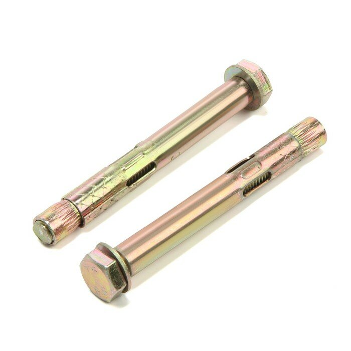 фото Анкерный болт "стройбат", оцинкованный, 10x80 мм, 2 шт