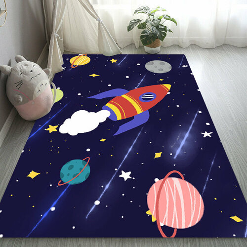 Коврик для детской, ковер для детской комнаты, детский ковер, безворсовый ковер, космос, 160*120 см