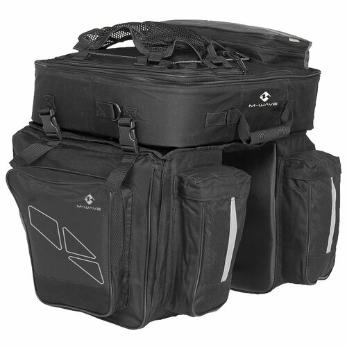 Сумка-штаны на багажник M-Wave V34+28 л, черно-серая велосумка на багажник bbb carrierpack 6 5 5l grey blend