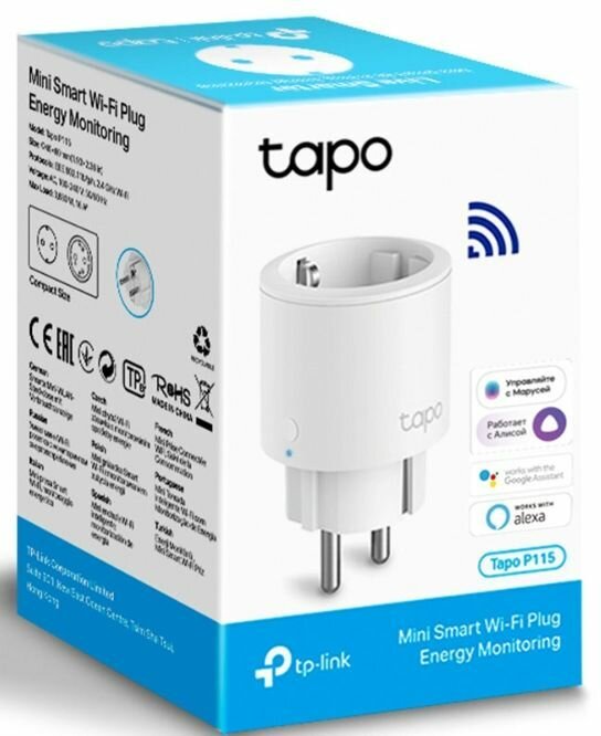 Умная розетка TP-LINK Tapo P115 Wi-Fi белый [tapo p115(1-pack)]