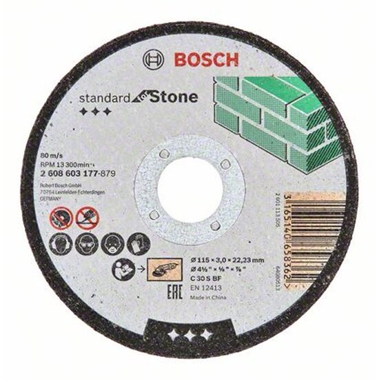 Круг отрезной BOSCH Standard по камню 115 х 3мм прямой