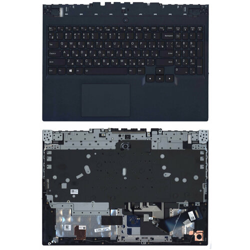 Клавиатура для Lenovo 5-15ACH6H черная с темно-синим топкейсом, с подсветкой ноутбук lenovo legion 5 15ach6a 82nw0046ru