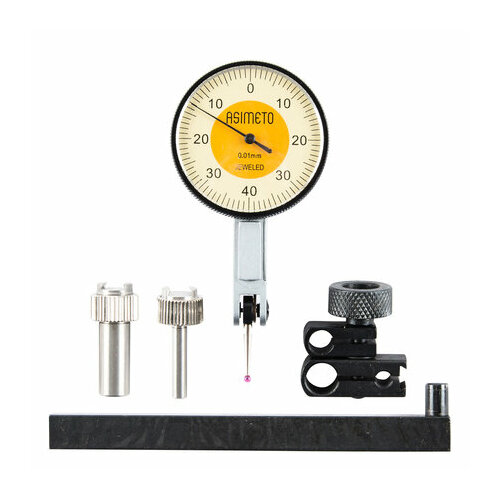 ASIMETO 502-08-7 Индикатор рычажно-зубчатый 0,01 мм, горизонтальный 0,8 мм, 0-40-0, D40 в наборе