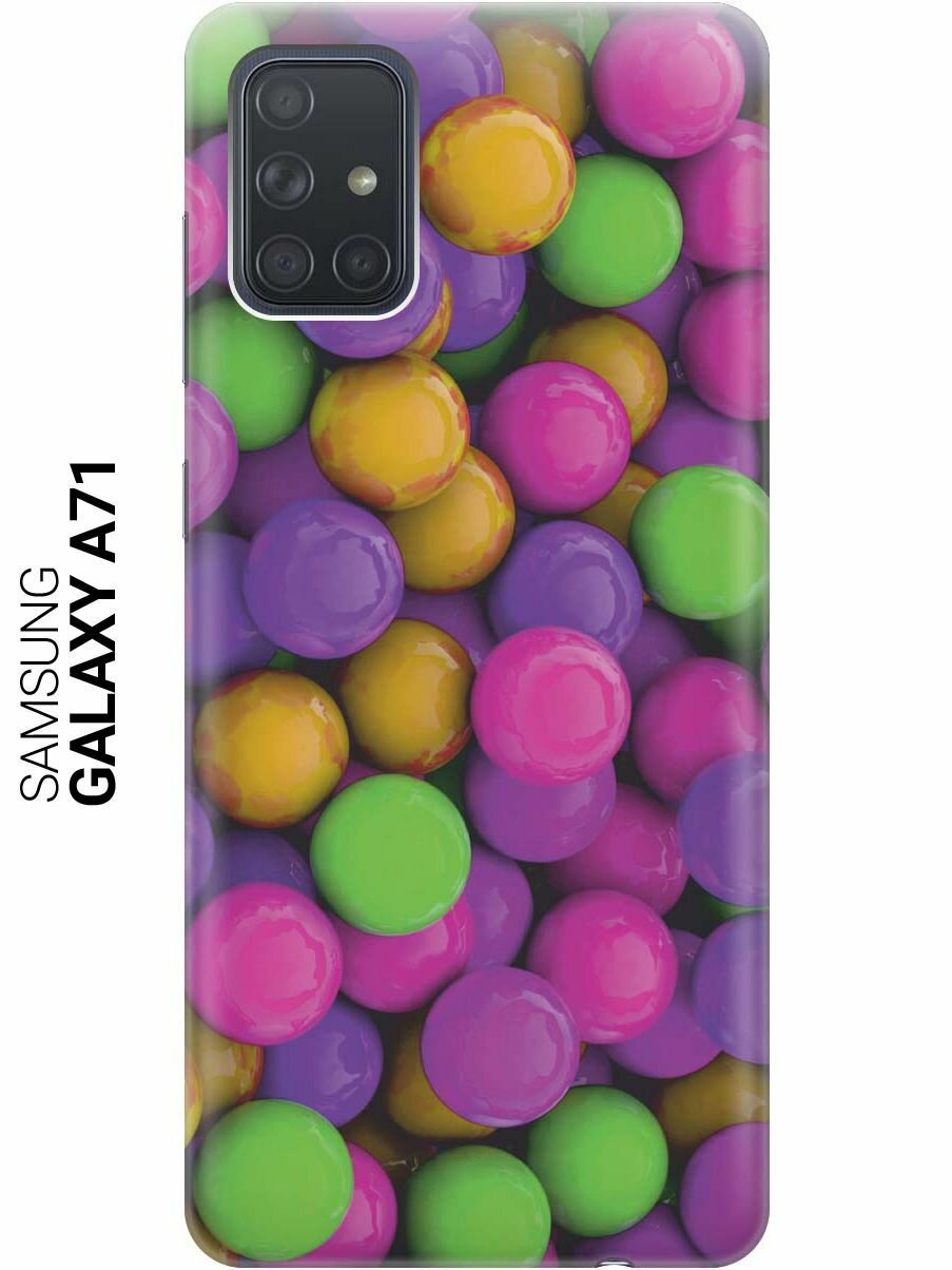 Ультратонкий силиконовый чехол-накладка для Samsung Galaxy A71 с принтом "Разноцветные драже"