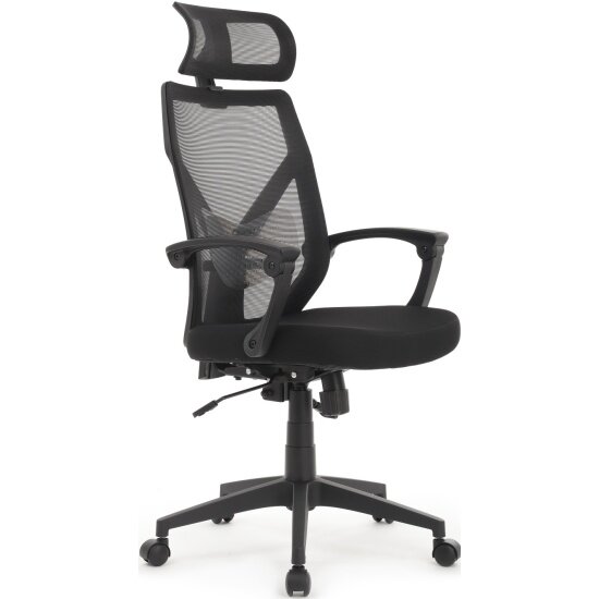 Кресло руководителя Riva Chair RIVA DESIGN OLIVER W-203AC Чёрный пластик/Чёрная сетка 64-64-115*123