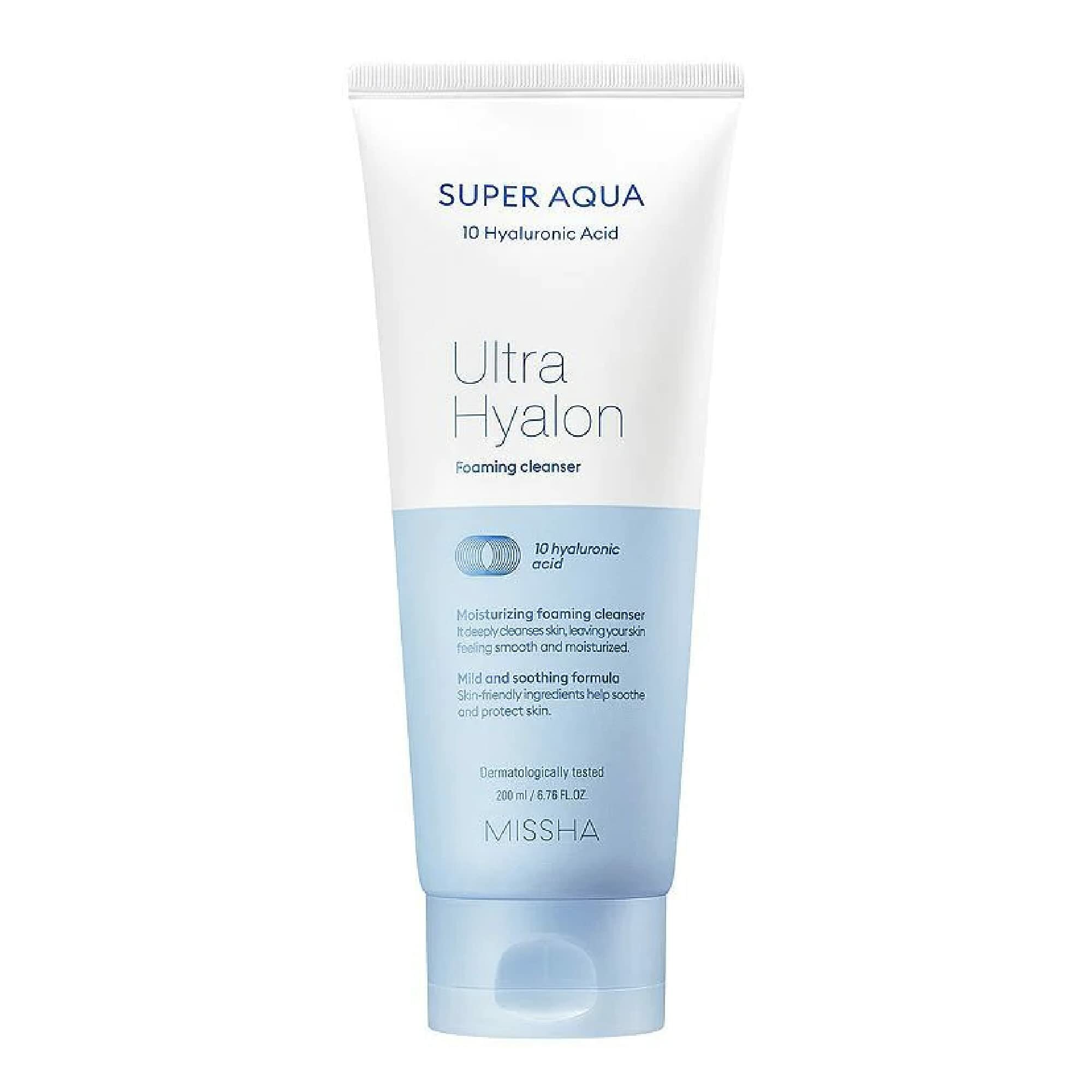 Пенка увлажняющая с гиалуроновой кислотой MISSHA Super Aqua Ultra Hyalron Cleansing Foam 200ml