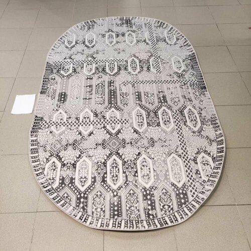 Ковер Модерн БАЛ текстиль BOMONTI NATUREL KZ F580A , Овал, цвет Серый, из нитей Полиэстер, основа хлопок, размер 1 м на 2 м, вес 2,8 кг