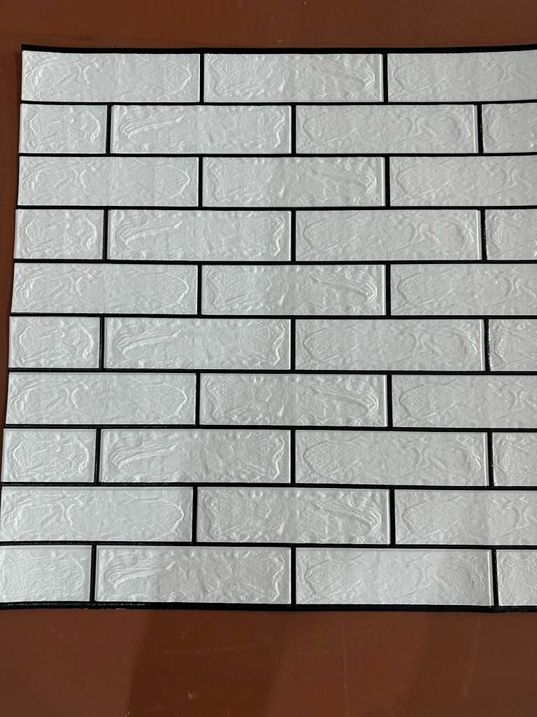 Стеновые 3Д самоклеящиеся мягкие панели 70х70см "Бело-черный кирпич", 5 штук