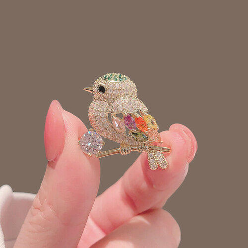 Брошь, хрусталь, разноцветный