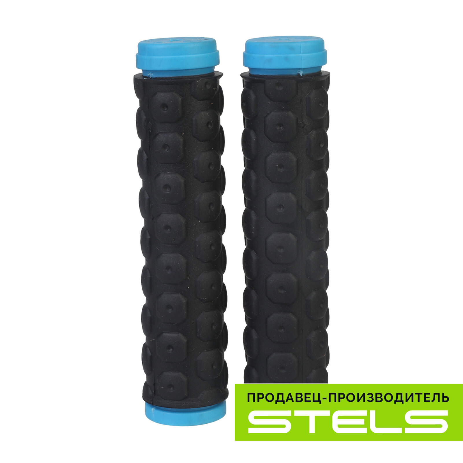 фото Грипсы руля велосипеда (ручки дя велосипеда) STELS 125мм XH-G38 чёрно-синие NEW (item:020)