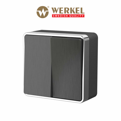 Накладной выключатель двухклавишный Werkel Gallant W5020004 графит рифленый IP20