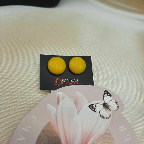 Серьги пусеты Enzo Benzo, муранское стекло, желтый