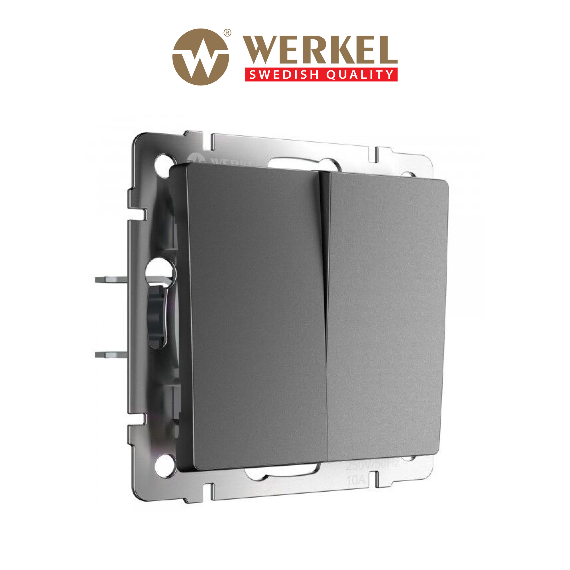 Проходной двухклавишный выключатель/переключатель Werkel W1122064 графит матовый IP20