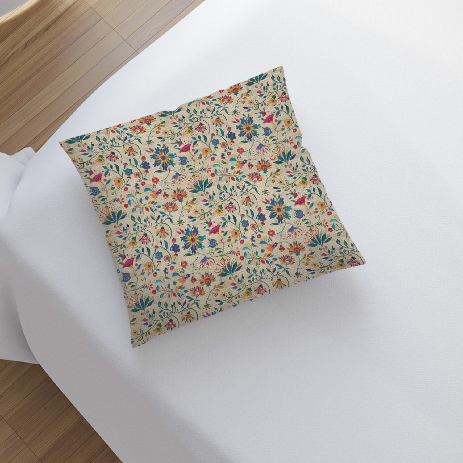 Наволочка декоративная на молнии JoyArty, чехол на подушку "Узорчатые цветы", 45х45 см