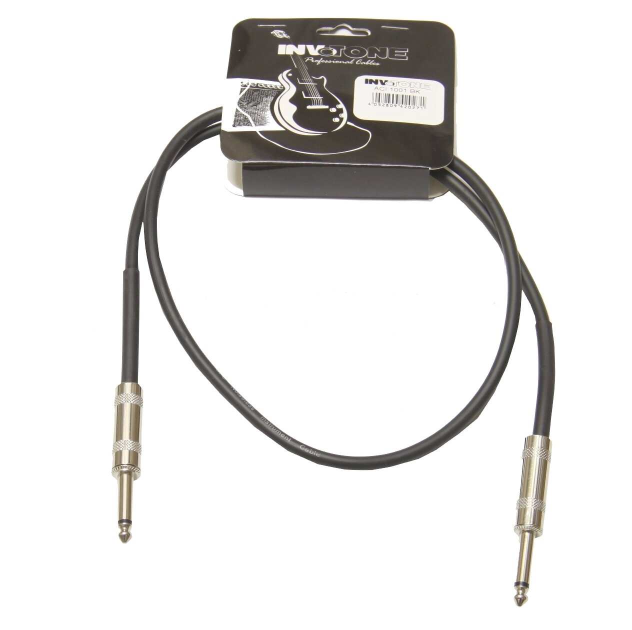INVOTONE ACI1001 BK - инструментальный кабель, 6,3 джек моно <-> 6,3 джек моно, длина 1 м (черный)