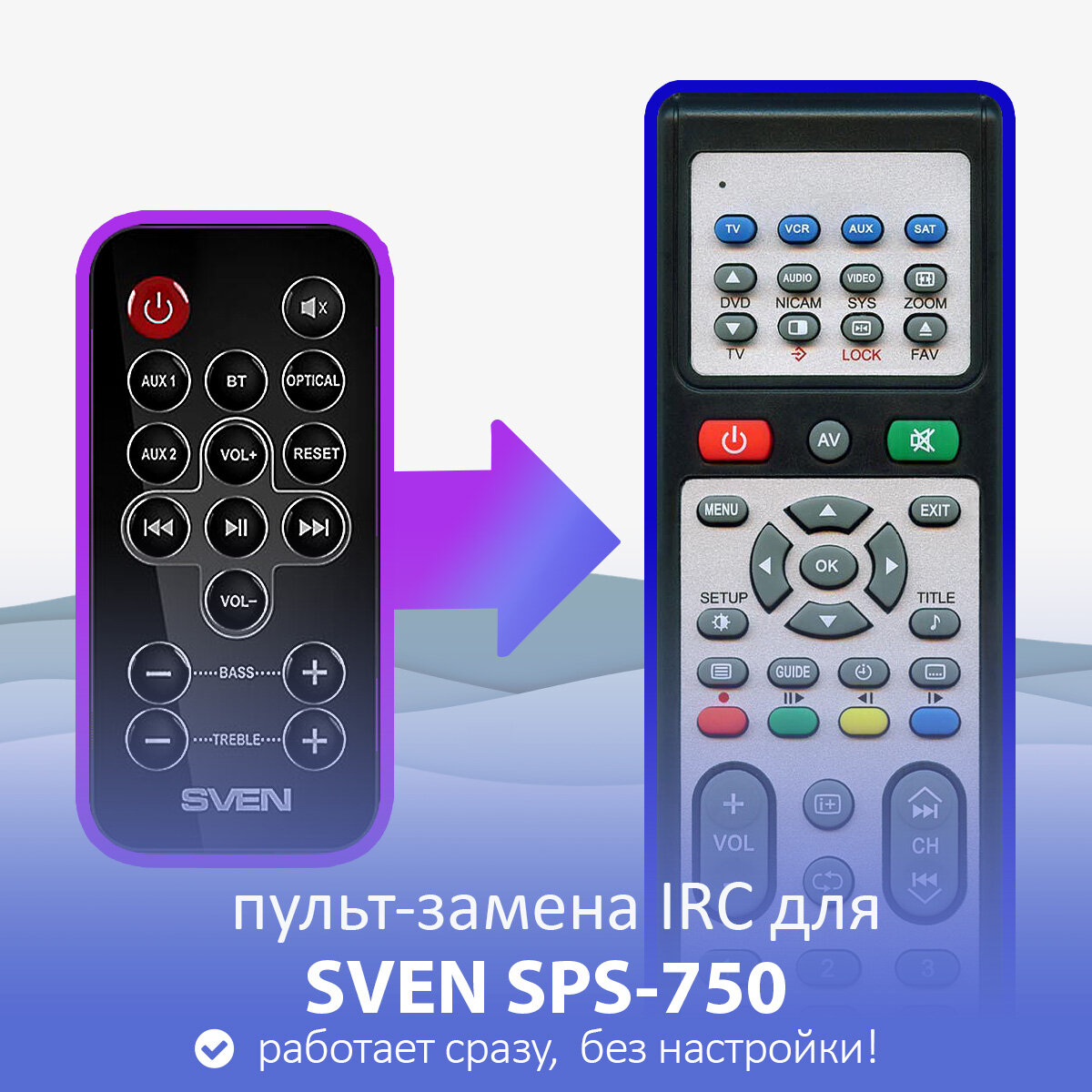 Пульт-замена для SVEN SPS-750