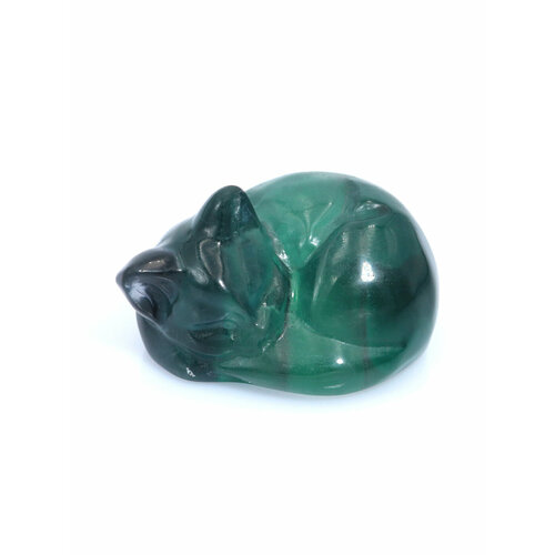 Фигурка Спящая кошка из натурального камня зеленый флюорит 1699₽