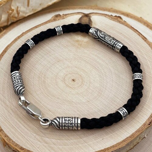 Браслет-нить Русские Мастерские, серебро, 925 проба, чернение, оксидирование, длина 19 см.