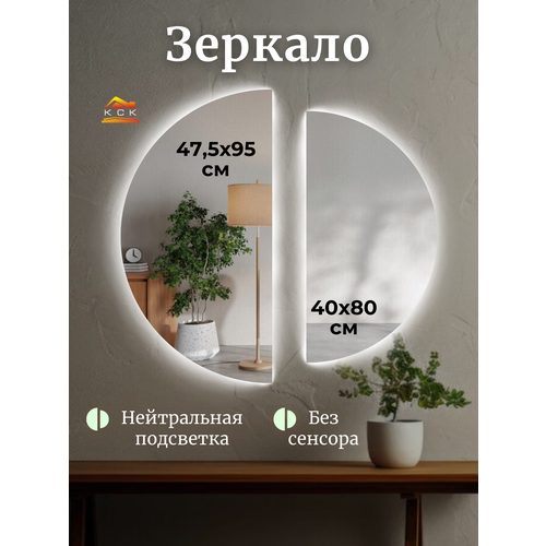 Зеркало двойное с подсветкой для ванной