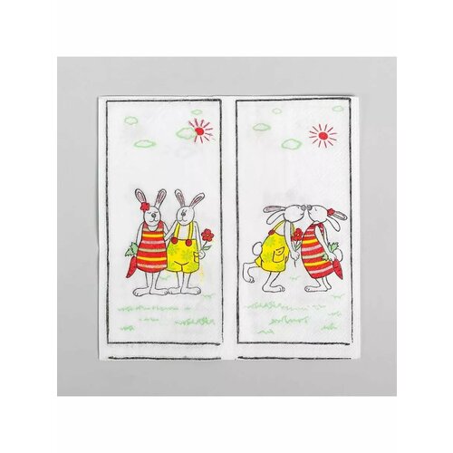 Салфетки бумажные «Пасхальные кролики», 33х33 см, набор 20