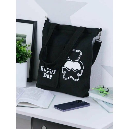 Сумка шоппер ALIZAYS, фактура матовая, черный