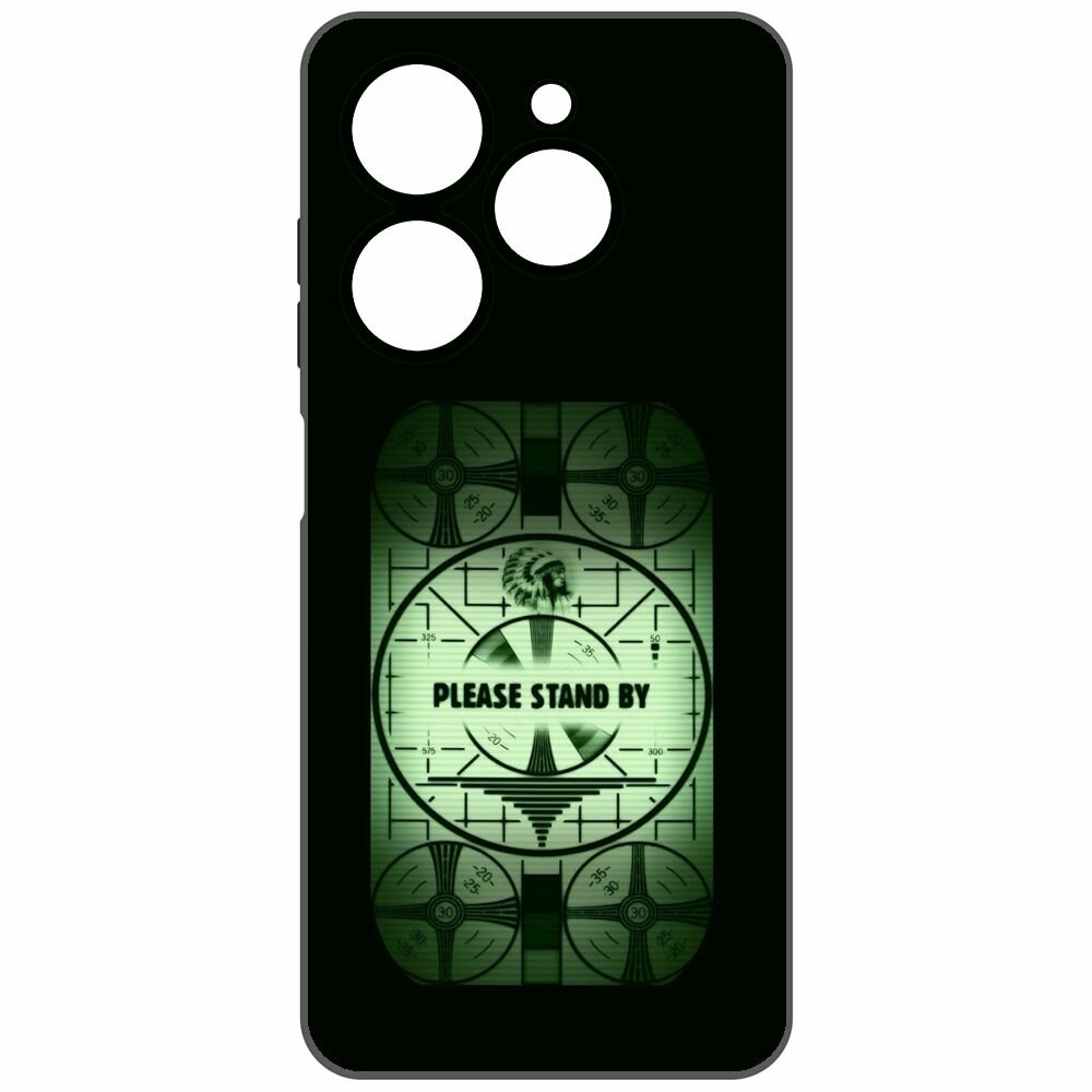 Чехол-накладка Krutoff Soft Case Фоллаут (Fallout) - Пожалуйста, подождите для TECNO Spark Go 2024 черный