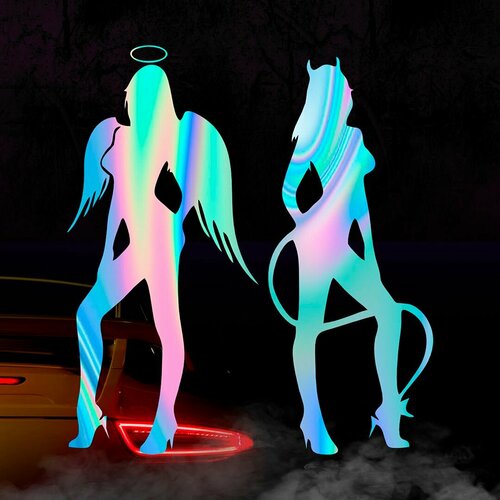 Наклейка Ангел и демон девушки голографическая 400₽