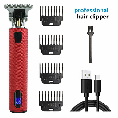 Электрическая машинка для стрижки волос T9 с ЖК-дисплеем красного цвета 75900₽