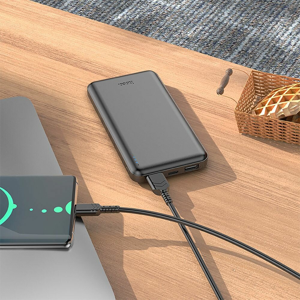 Внешний АКБ HOCO J100 High-ranking 10000 mAh, 2xUSB, 1xUSB-C, 2.1А, Li-Pol (черный) — фото 1