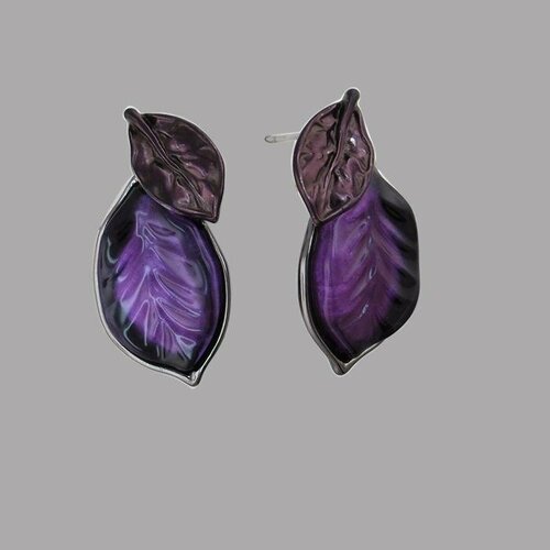 Серьги пусеты Эстет стекло фиолетовый 840₽