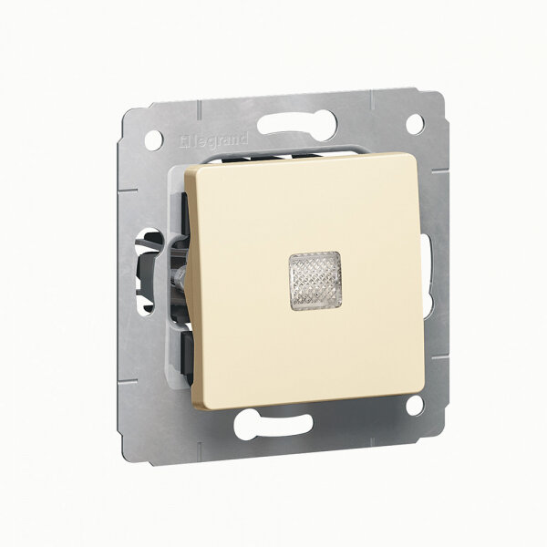 Переключ-ль проход. С/У 1-кл. 10А (мех. с накл.) слон. кость с подсвет с/заж. Cariva