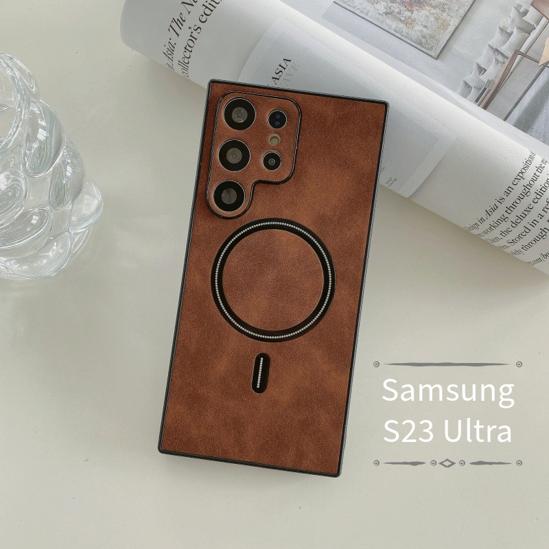 Чехол на Samsung S23 Ultra коричневый- Чехол самсунг S23 ультра коричневый