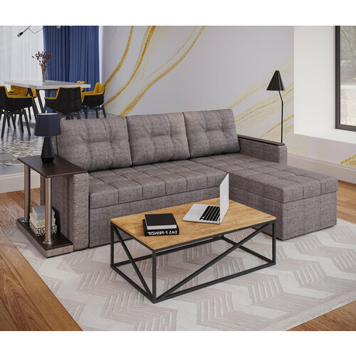 Угловой диван Атланта DE Factory 140х200 рогожка кофе ППУ Дельфин 23490₽