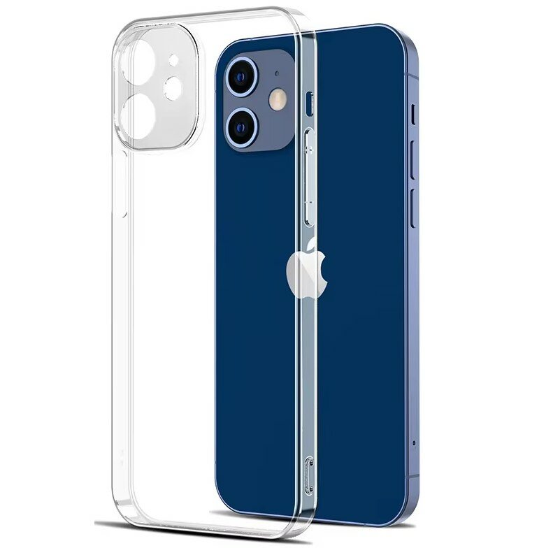 Силиконовый чехол для iPhone 12 с защитой камеры / Прозрачный Premium чехол на Айфон 12