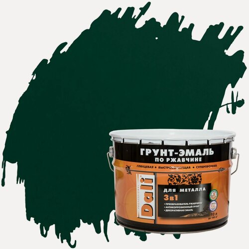 Изображение товара Грунт-эмаль по ржавчине 3 в 1 Dali (10л) RAL 6005 зеленый мох