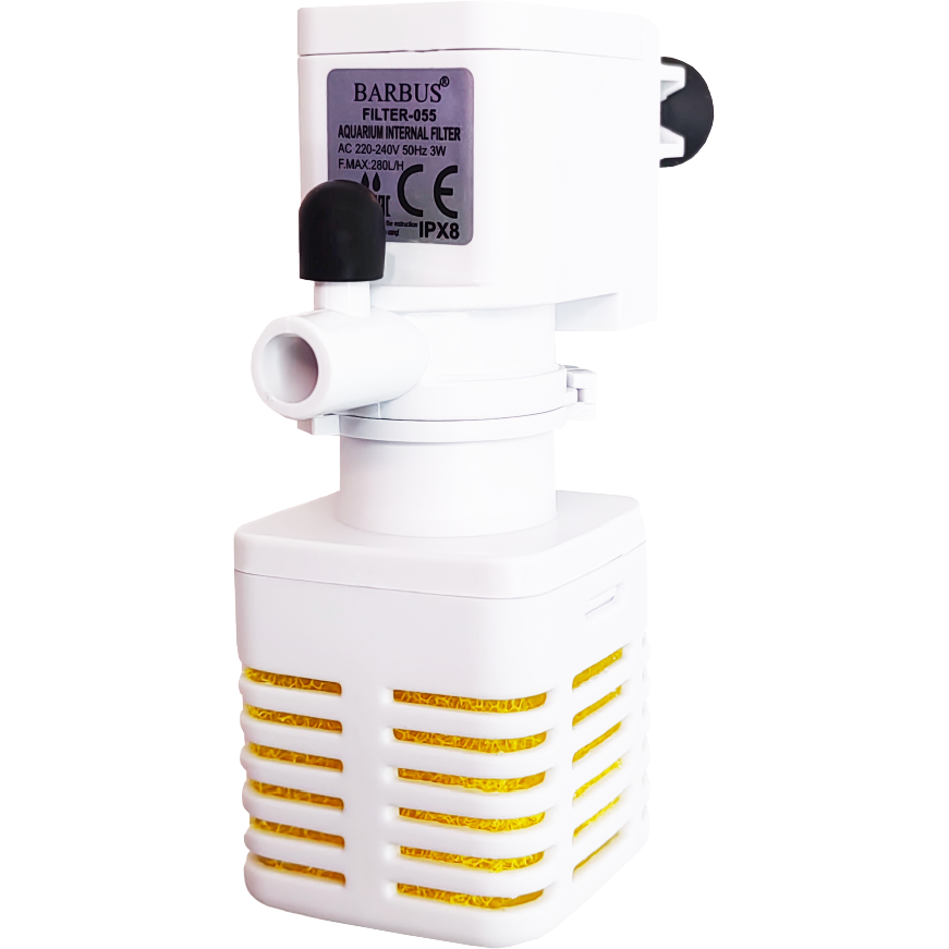 Фильтр внутренний BARBUS FILTER 055, 3 в 1, фильтрация, циркуляция, аэрация, 280 л/ч, 3 Вт белый