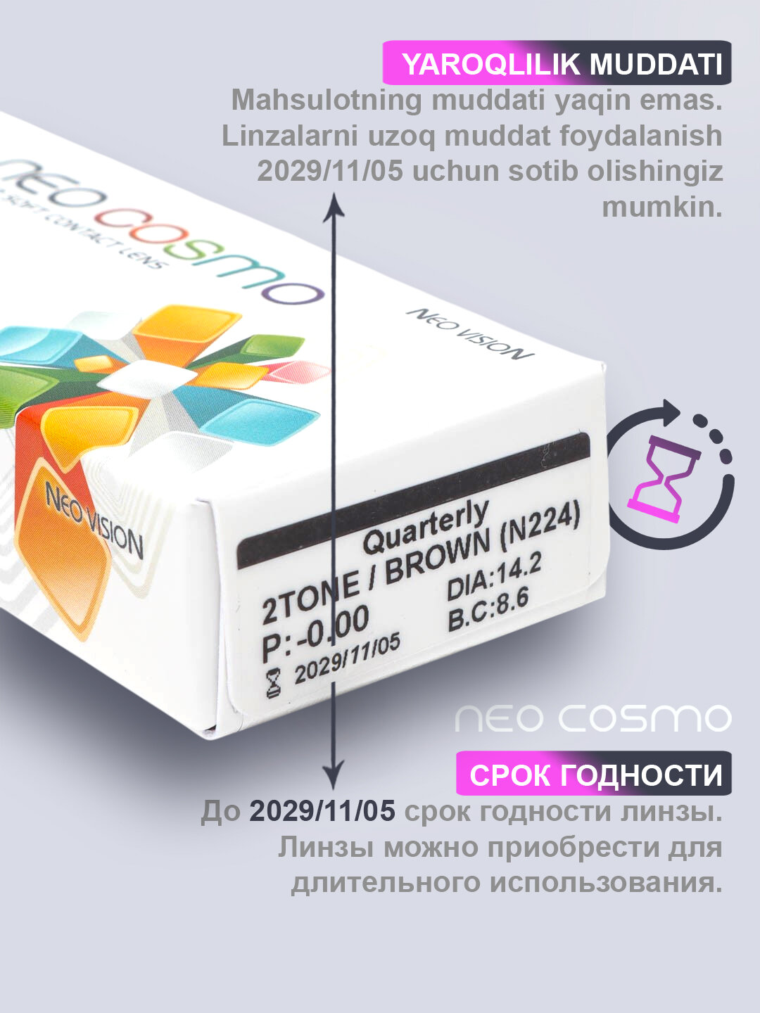 Контактные линзы для глаз, цветные линзы, NeoCosmo, черные линзы, с диоптриями и без — фото 1