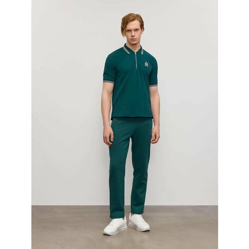 фото Брюки спортивные just clothes т-зелёный. декор термологотип. пояс резинка, шнурок. карманы спереди 2 молн, сзади нет. д 101см., размер m, темно-зеленый